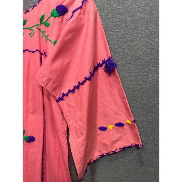 Vintage 70s Mexican Oaxaca Embroidered Maxi Dress Fits Size S/M See Measurement - Picture 6 of 10